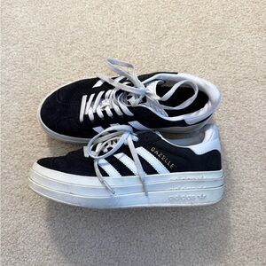 adidas Gazelle Black & White Platform Sneakers